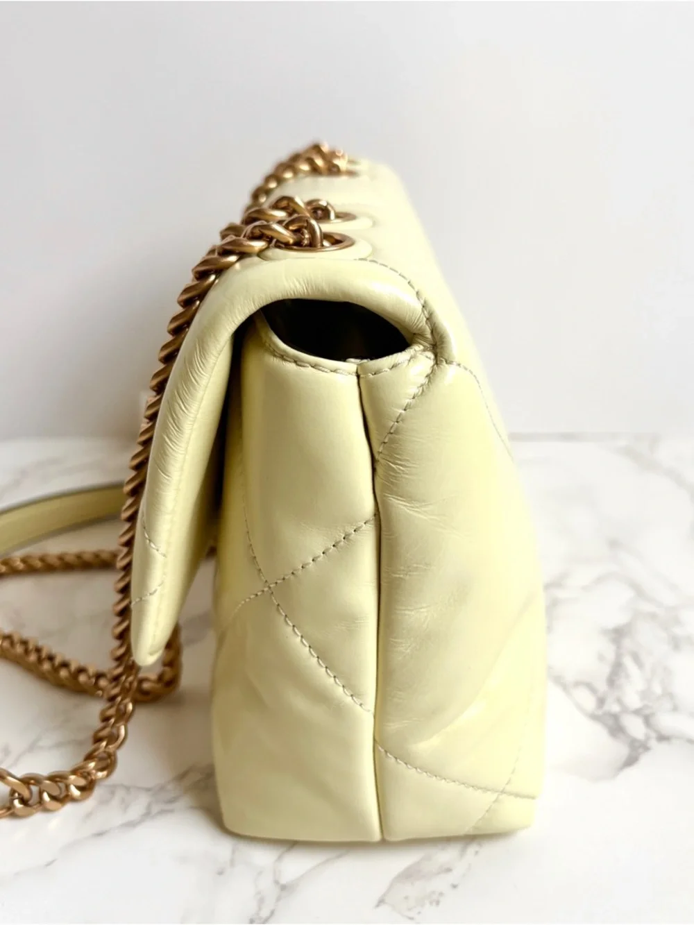 New Tory Burch Kira Small Diamond Quilt Convertible Shoulder Bag Pastel Yellow